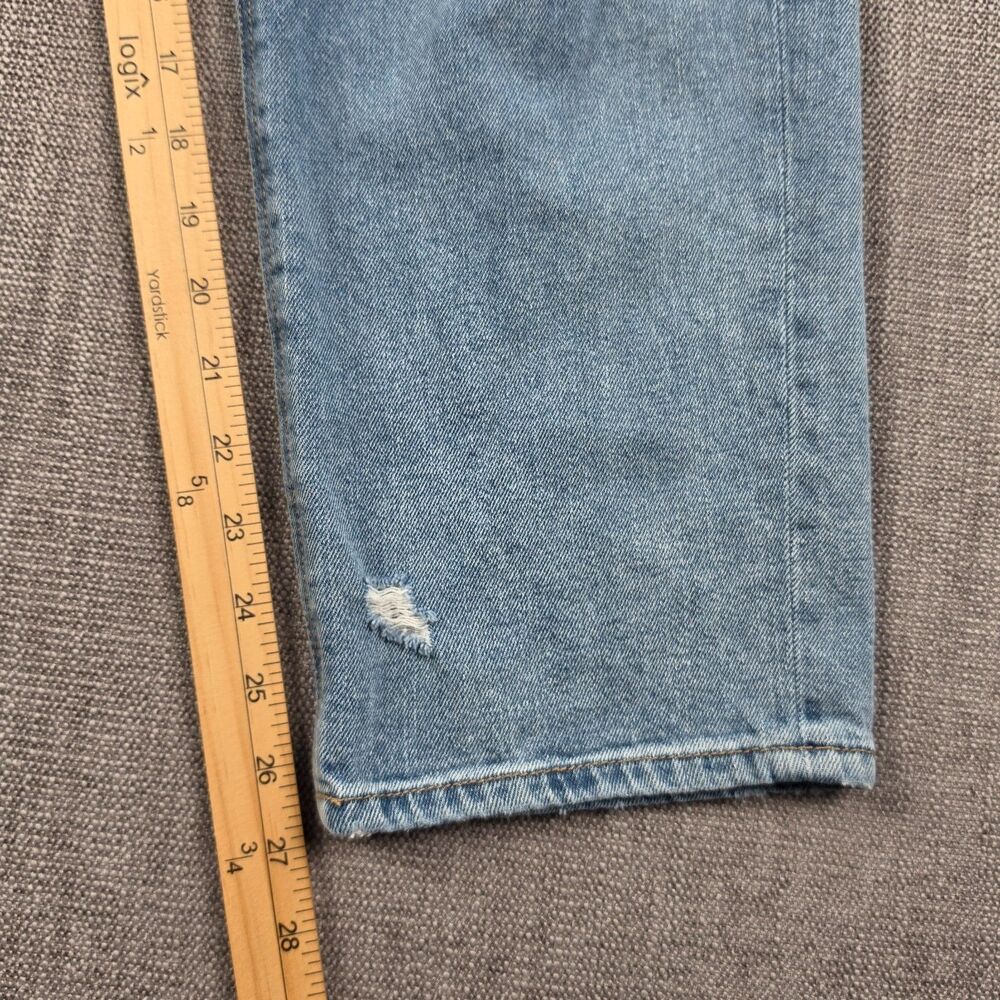American Eagle Mom Jeans Womens 16 Reg High Rise Distressed Ripped Knee Blue - Picture 8 of 11